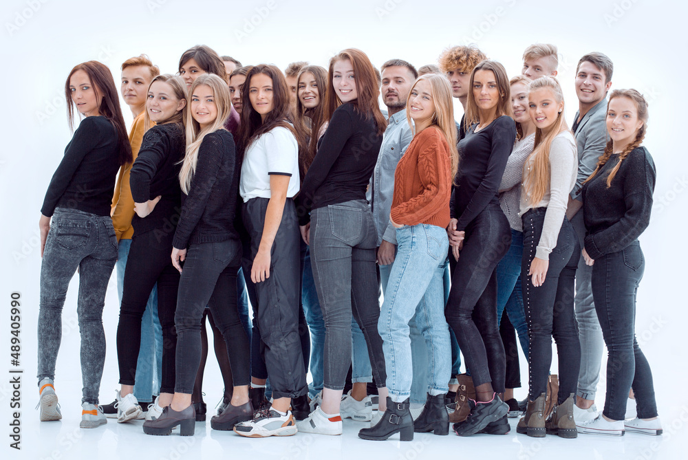 Obraz premium large group of casual young people standing together