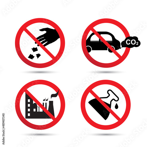 Stop Pollution icon set concept