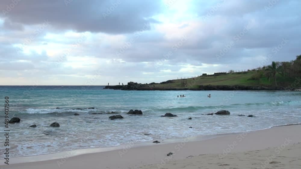 beach and sea of anakena beach and sea of anakena