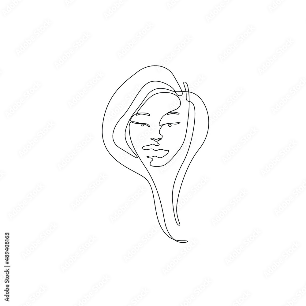 Woman abstract portrait, continuous line drawing, face of the girl is a single line on a white background, Vector illustration. Tattoo, print and logo design for a spa or beauty salon. Line art. Woman abstract portrait, continuous line drawing, face of the girl is a single line on a white background, Vector illustration. Tattoo, print and logo design for a spa or beauty salon. Line art.