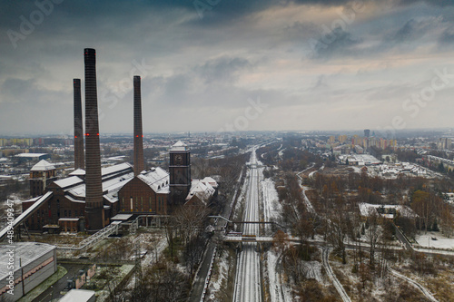Landscape of industry: mine factories smelters railway 