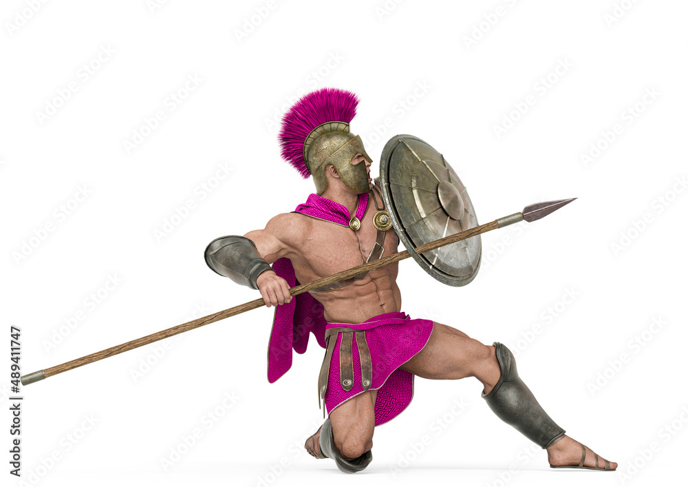 ancient warrior is kneeled in attack side view ancient warrior is kneeled in attack side view