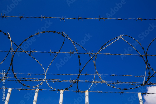 Barbed wire fence