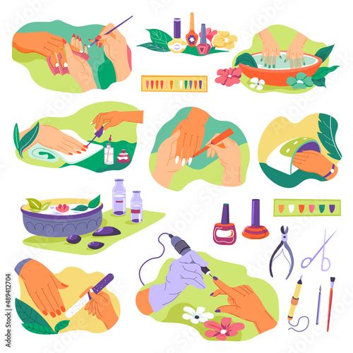 Manicure and pedicure, spa salon treatment vector