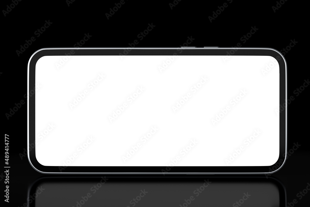 Realistic smartphone with blank white screen isolated on black background Realistic smartphone with blank white screen isolated on black background