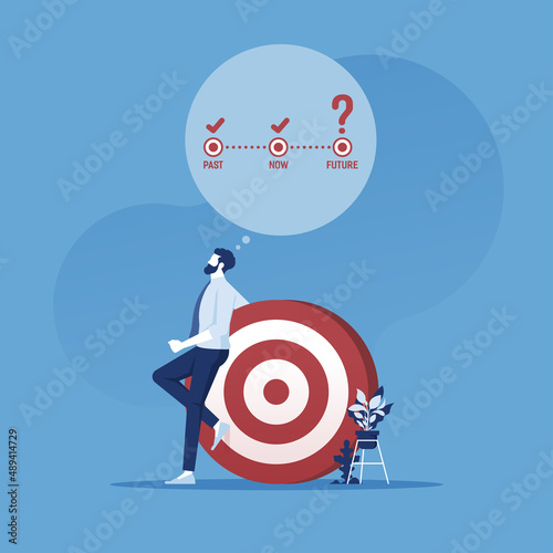 Businessman thinking about future, business career planing and development concept