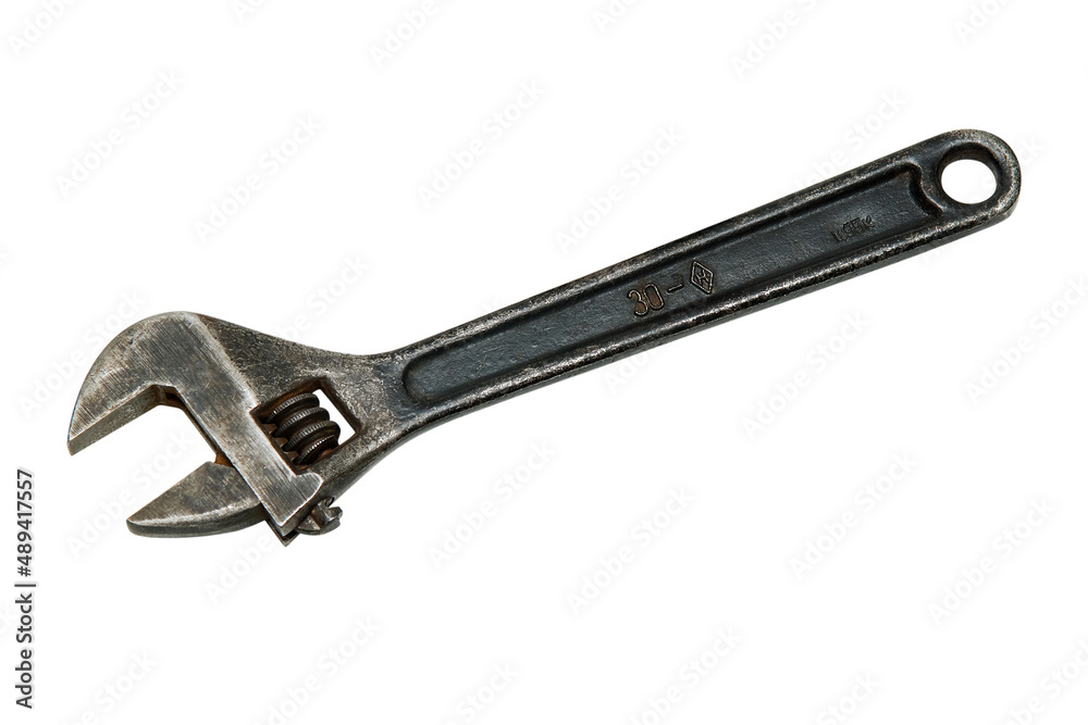 An old reliable steel adjustable wrench An old reliable steel adjustable wrench