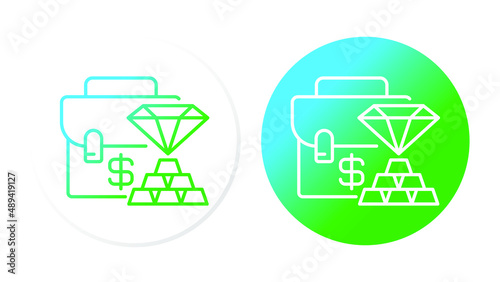 type of investment portfolio - precious metals and precious stones. Gradient icons