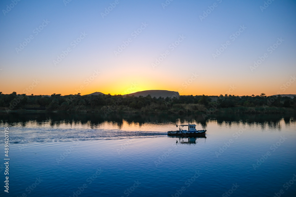 A boat on the Nile River, Egypt.