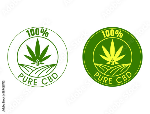 100% pure CBD icon vector illustration 