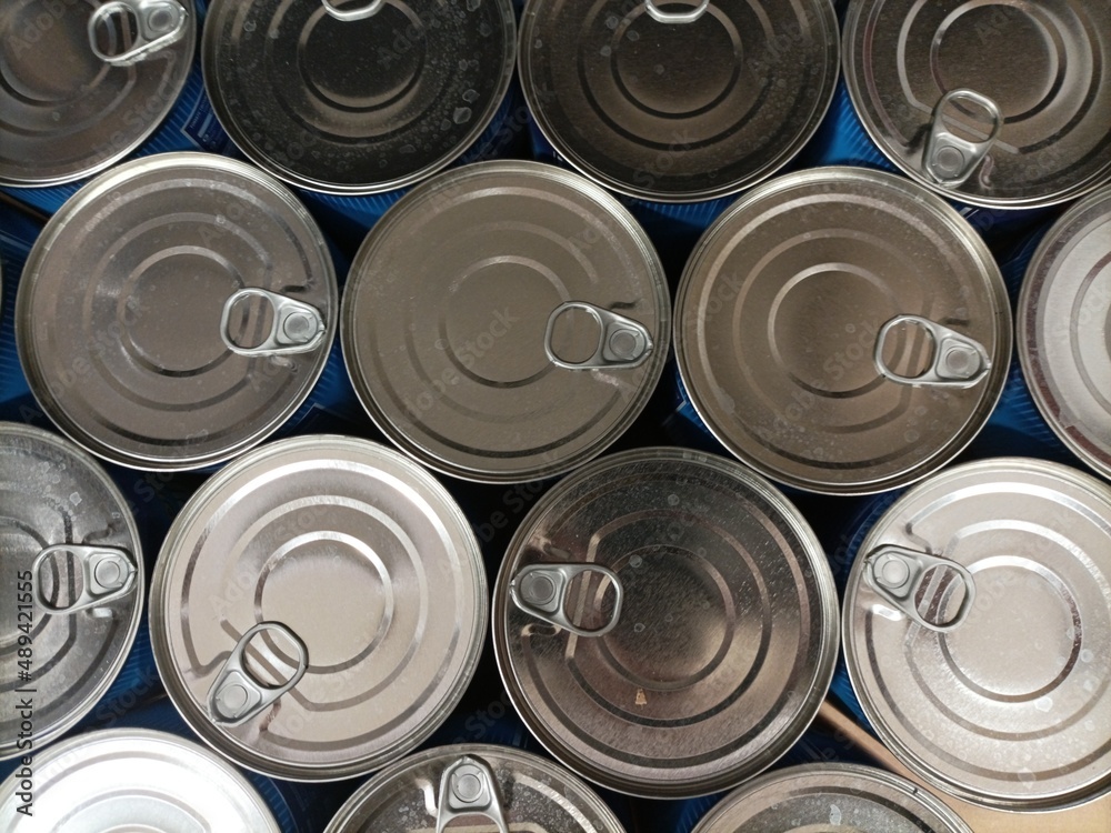 View from above of some cans before open View from above of some cans before open