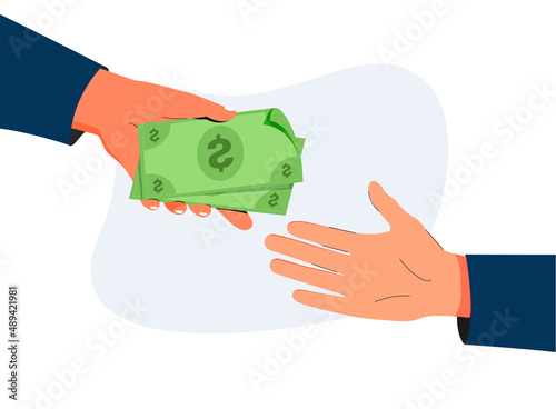 Borrow money from friend, debt and loan, incentive or bonus payment, credit or lending concept, businessman hand giving.