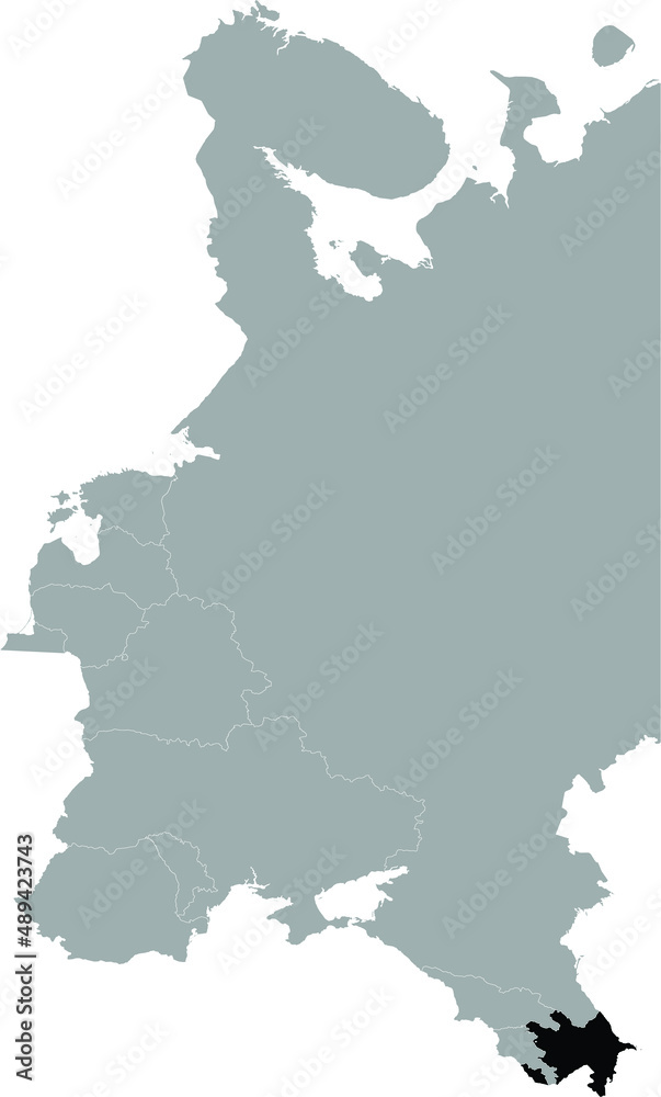 Obraz premium Black Map of Azerbaijan within the gray map of Eastern Europe