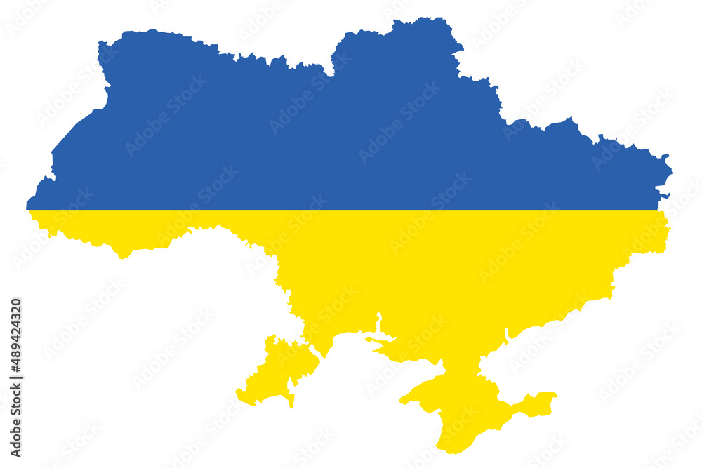 Ukraine map illustration in national blue and yellow colors isolated on white Ukraine map illustration in national blue and yellow colors isolated on white