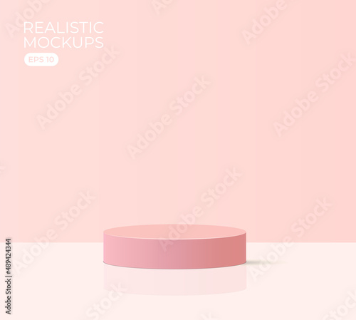 Realistic podium mockup 3d for cosmetic product. Pastel minimal scene for product display presentation. Eps 10