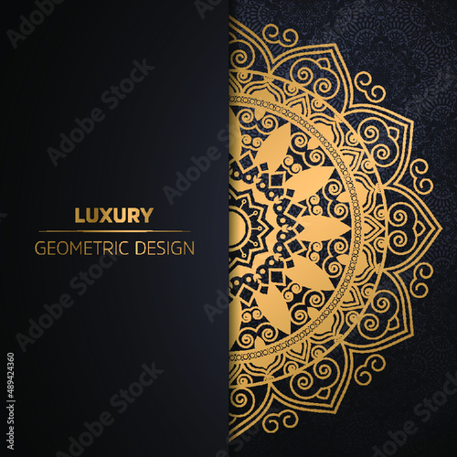 Luxury ornamental mandala design background in gold color