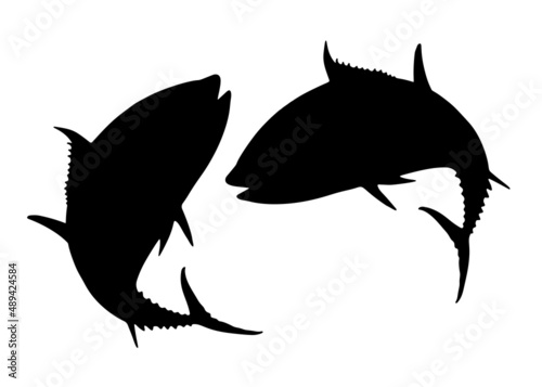 Big tuna jumping. Vector image.