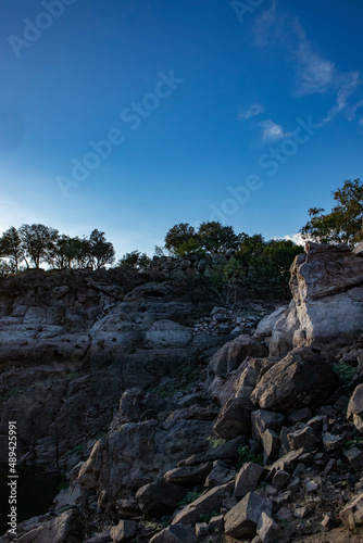 Nuraghe in mezzo al lago Omodeo, territorio di Ardauli, provincia di Oristano, Sardegna
