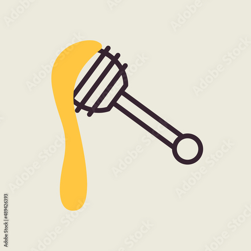 Honey dipper vector icon. Farm animal sign