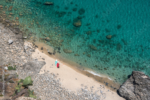 Fototapeta Naklejka Na Ścianę i Meble -  Stalettì, province of Catanzaro, Calabria, Italy, Europe, small beaches at Punta Stalettì in the Gulf of Squillace