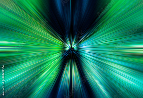 Fond abstrait futuriste en couleurs vert et bleu. Effet explosion. 