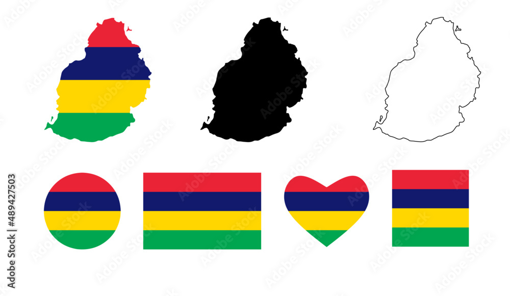 Fototapeta premium mauritius map flag icon set