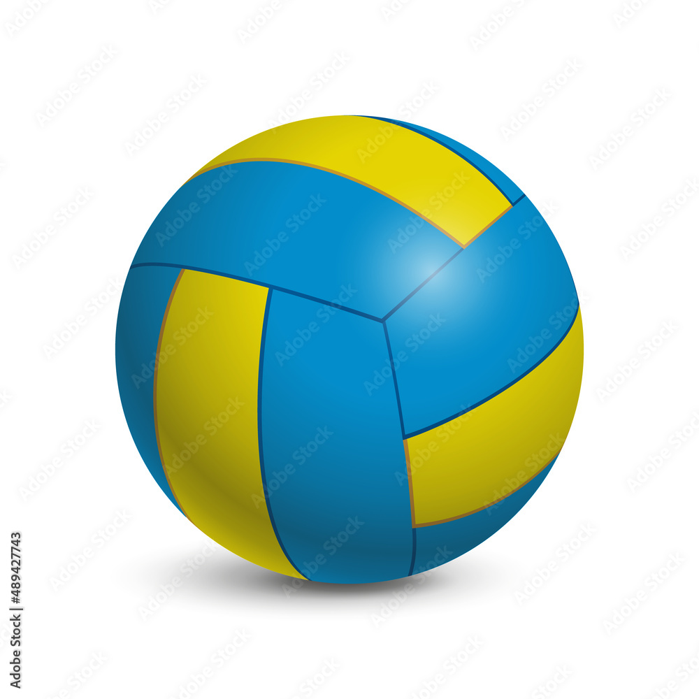 Sport Ball: Volleyball. blue, yellow Volley-ball ball on a white background. vector.