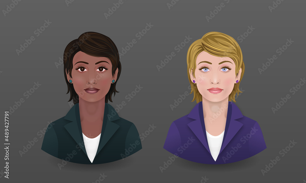 Female models with portrait pose Female models with portrait pose