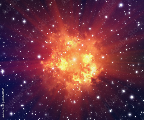 Canvas Print bright explosion flash with light rays. fire burst