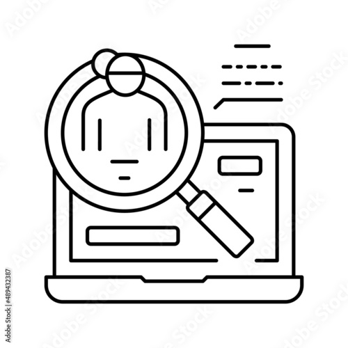 search babysitter in internet line icon vector illustration