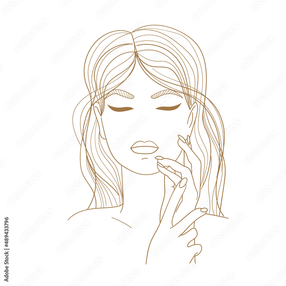 Beautiful woman. Line art. Vector illustration.