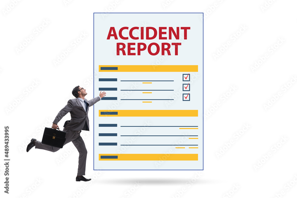 Filling in accident report in insurance concept Filling in accident report in insurance concept