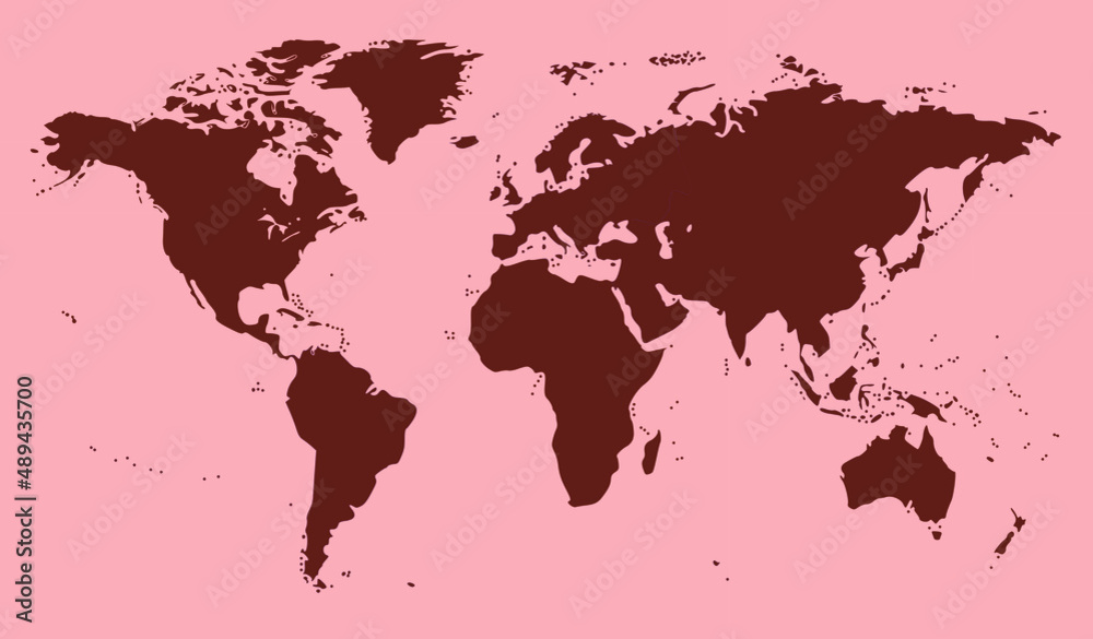 Map of the World on a red background. Vector Illustration.
