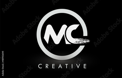 White MC Brush Letter Logo Design. Creative Brushed Letters Icon Logo.