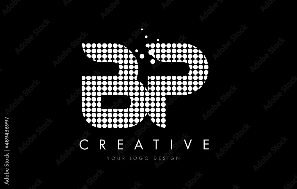 BP B P Letter Logo Design White Magenta Dots and Swoosh BP B P Letter Logo Design White Magenta Dots and Swoosh