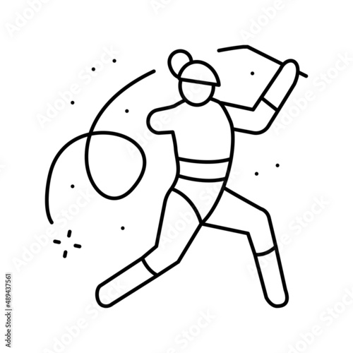 rhythmic gymnastics handicapped athlete line icon vector illustration