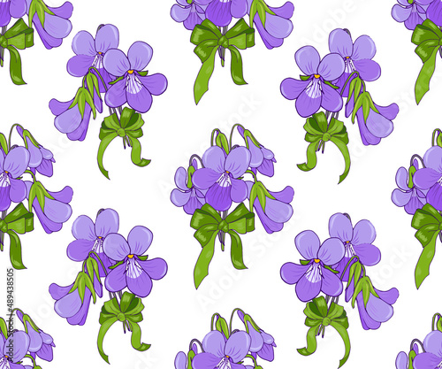 bouquets of spring forest violets  seamless