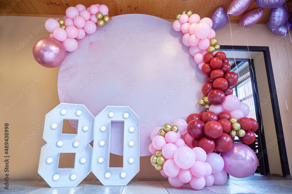 Celebrating Photo zone of balloons for the 80th anniversary. Example of ...