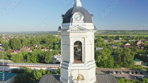 Vysotsky monastery, Christian temples of Serpukhov, Beautiful summer aerial footage, cities of Russia photo