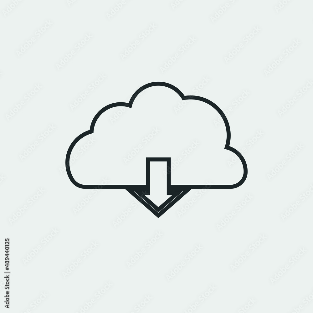Cloud download vector icon illustration sign Cloud download vector icon illustration sign