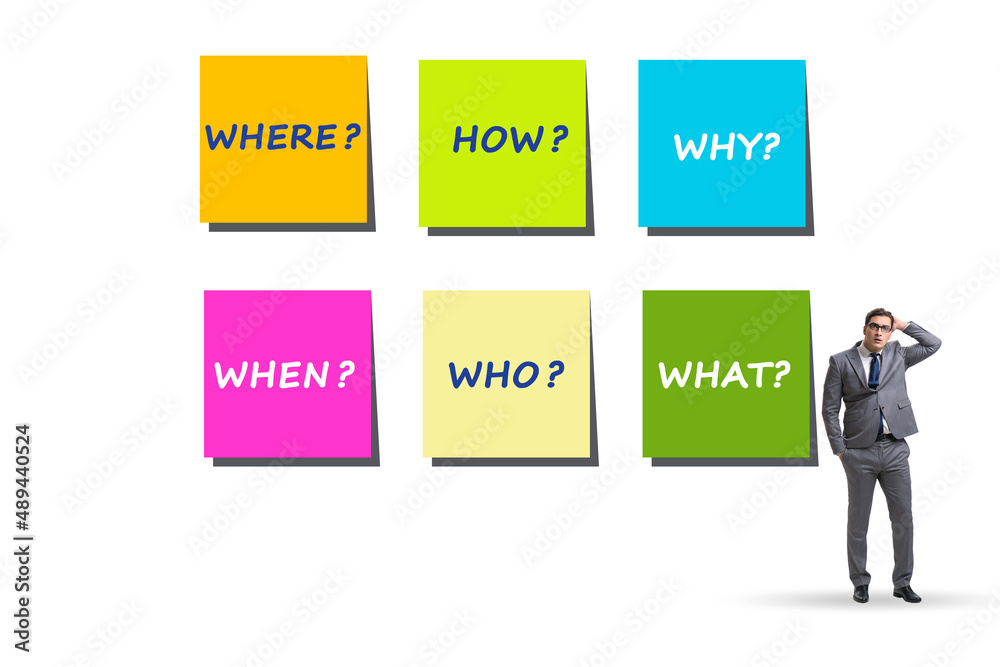 Concept of many questions with businessman Concept of many questions with businessman