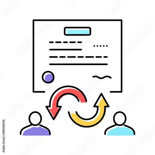 power of attorney law dictionary color icon vector illustration