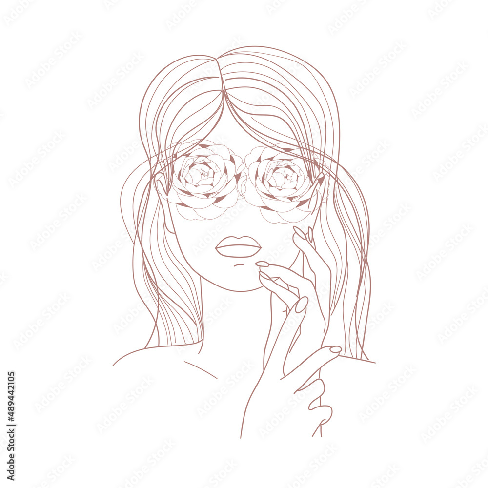 Beautiful woman. Line art. Vector illustration. Beautiful woman. Line art. Vector illustration.