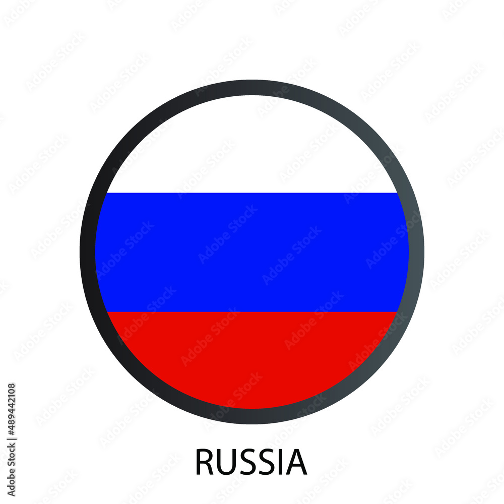 Flat round flag of Russia icon. Simple isolated button. Eps10 vector illustration. Flat round flag of Russia icon. Simple isolated button. Eps10 vector illustration.