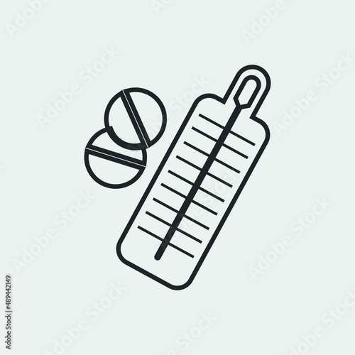 Medicine and thermometer vector icon illustration sign