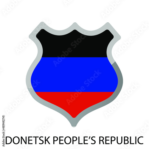 Flat shield flag of Donetsk people's republic icon. Simple isolated button. Eps10 vector illustration. Free Download Flat shield flag of Donetsk people's republic icon. Simple isolated button. Eps10 vector illustration. - GFXLoad
