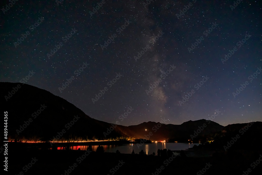 Night view of the June Lake with milky way