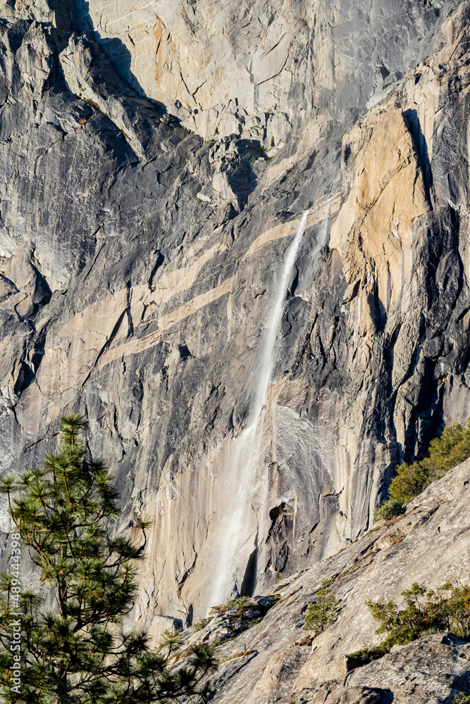 Sunny view of the horsetail fall in Yosemite National Park Sunny view of the horsetail fall in Yosemite National Park