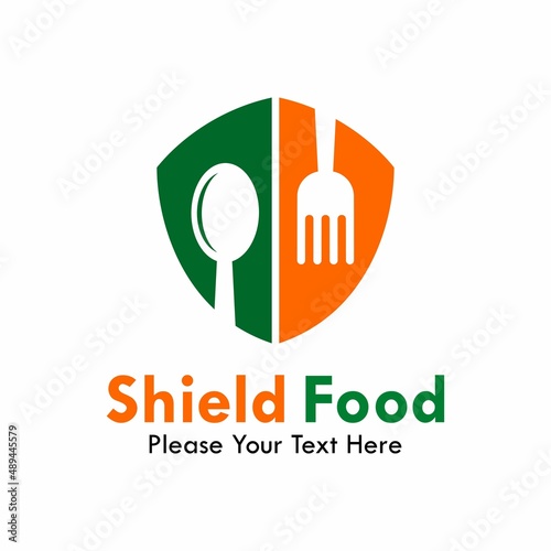 Shield food logo template illustration