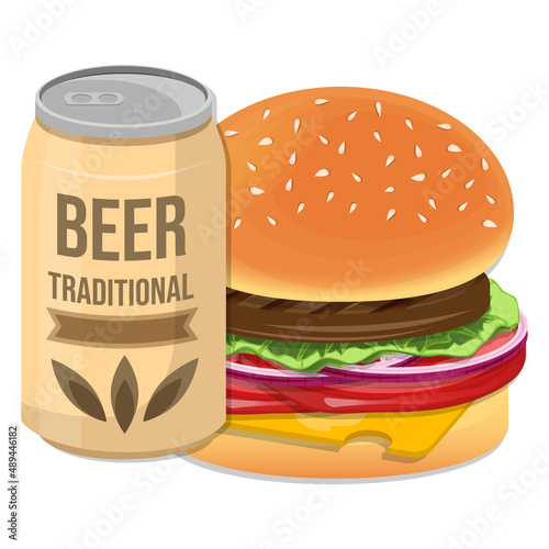 Beer concept illustration burger fast food template vector meal